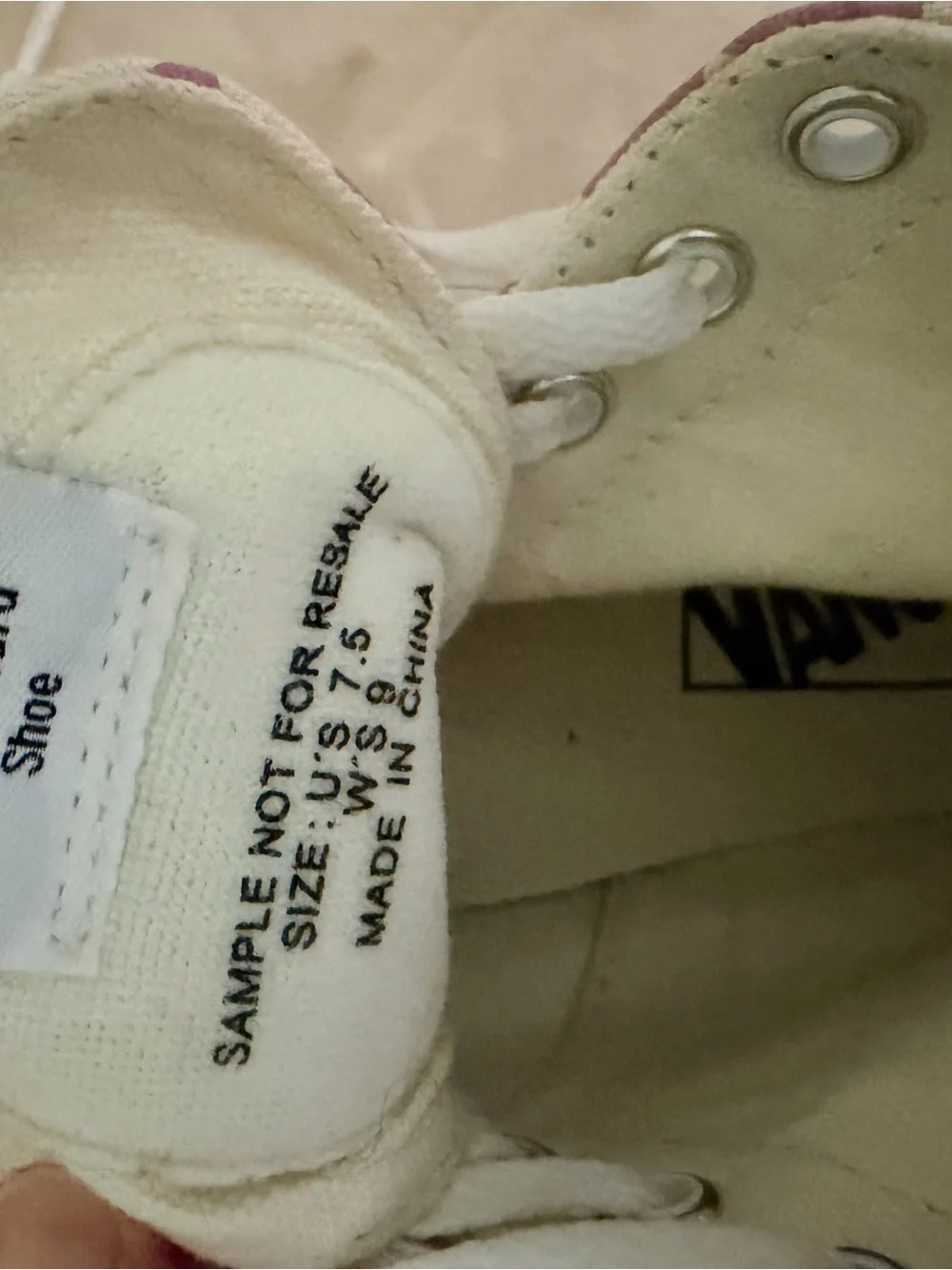 Van’s Lilac and White Checkered Lace-Up High-Top Sneakers (Sample) - Picture 8 of 8